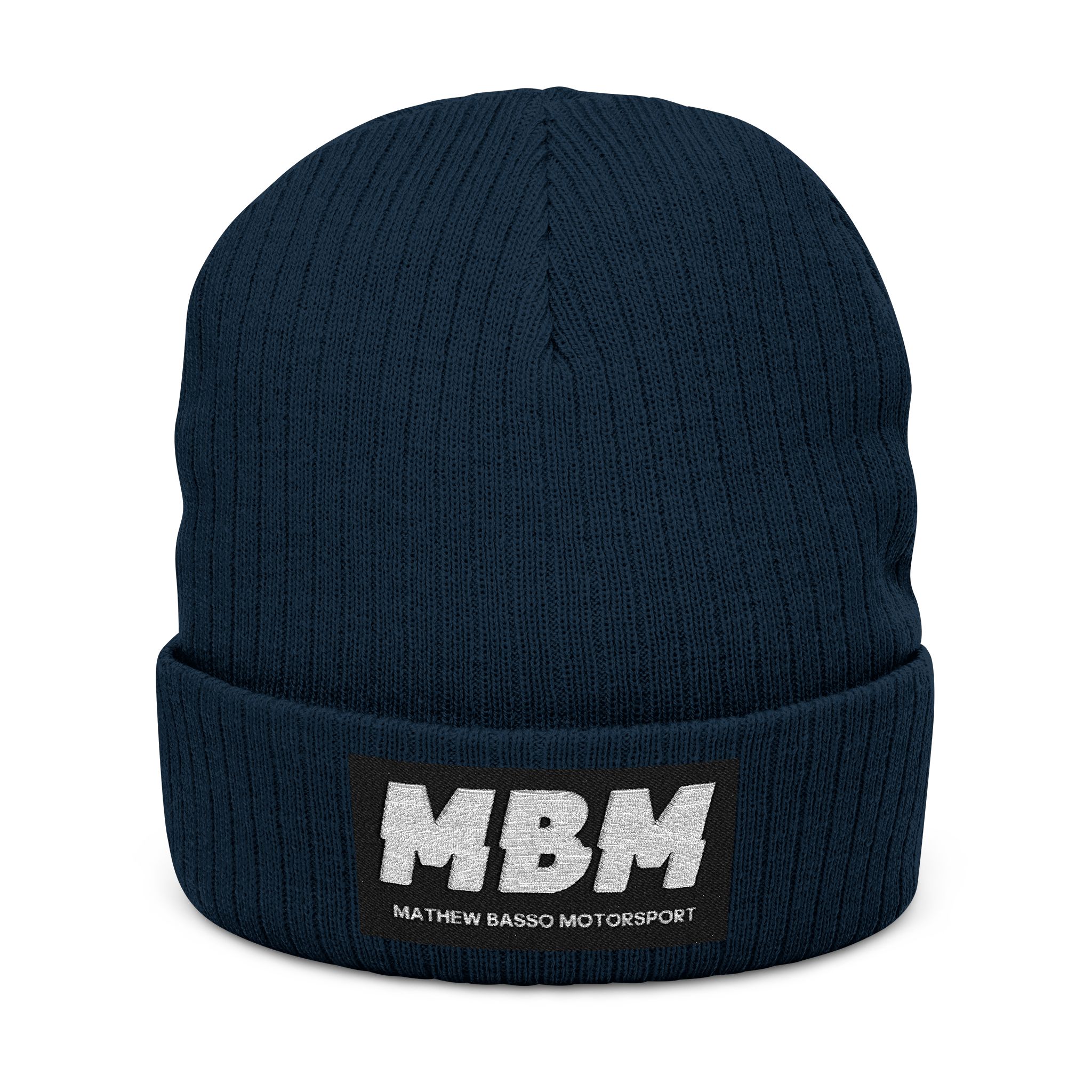 MBM Patch Logo Beanie, Ribbed Knit Embroidered Cuff Hat - Image 15