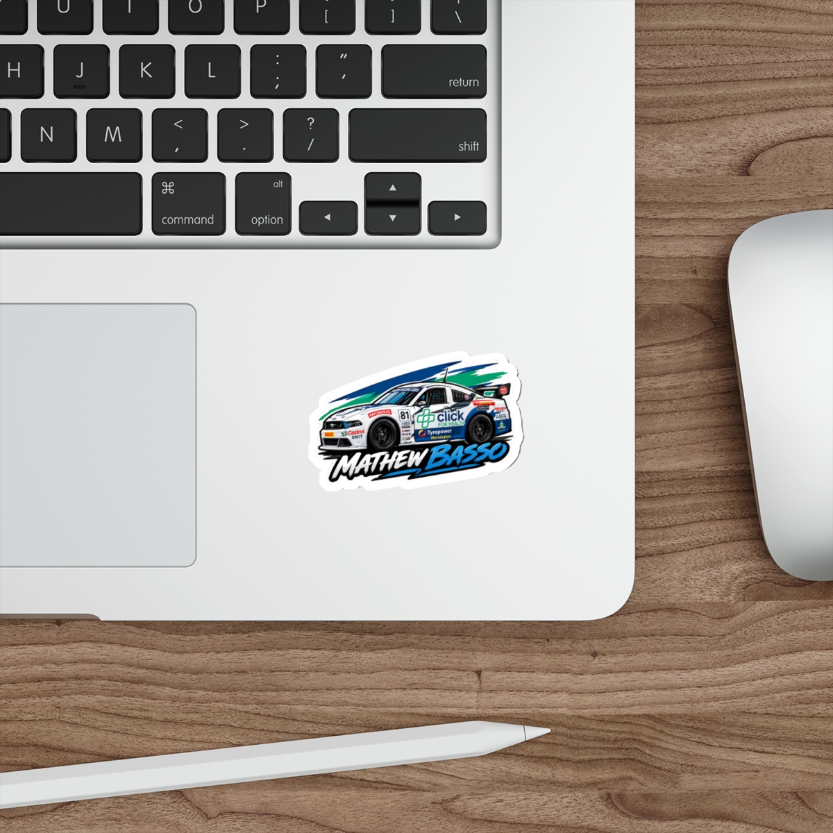 Race Car Illustration Die-Cut Sticker | Mathew Basso Racing Decal - Image 5