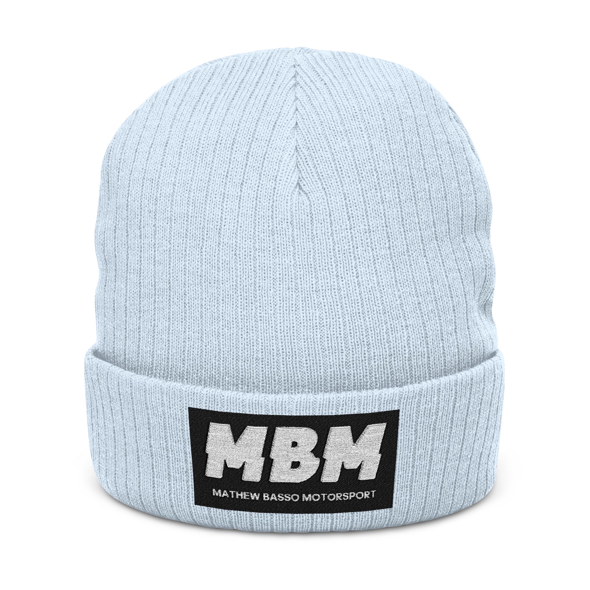 MBM Patch Logo Beanie, Ribbed Knit Embroidered Cuff Hat - Image 13