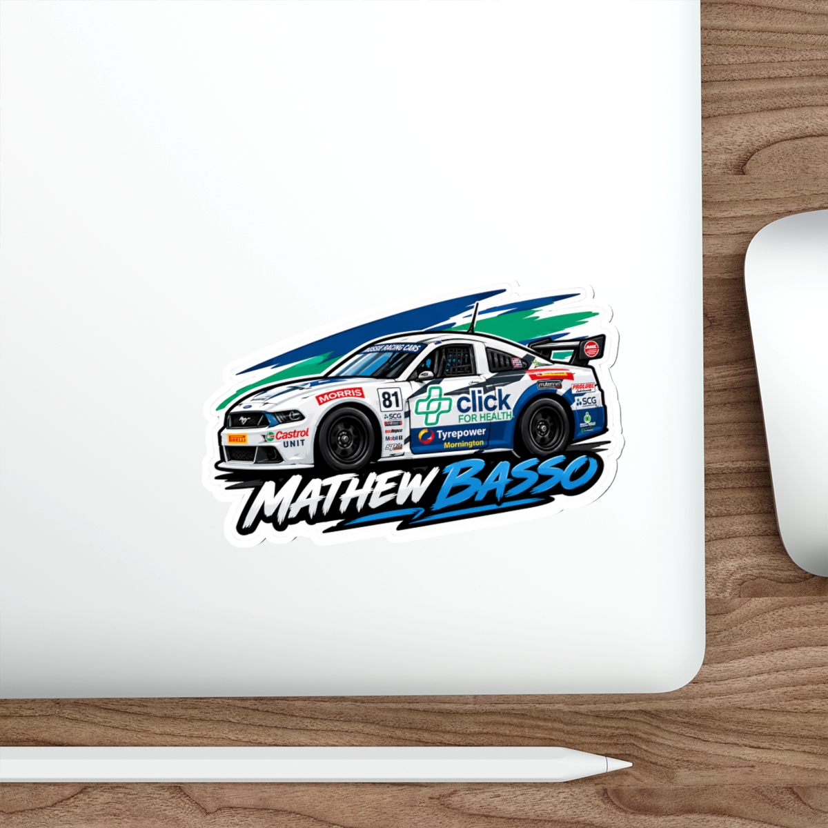 Race Car Illustration Die-Cut Sticker | Mathew Basso Racing Decal - Image 11