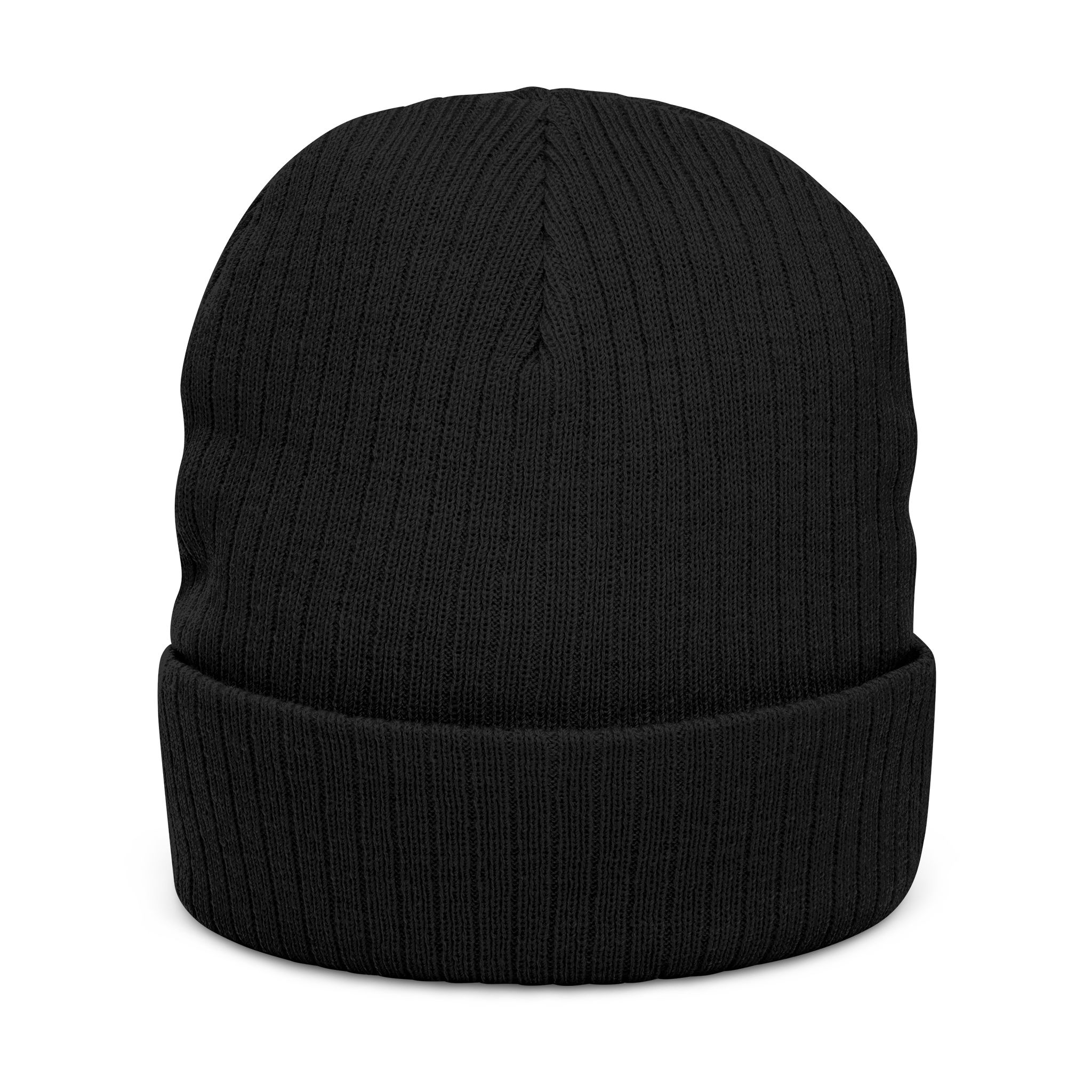 MBM Patch Logo Beanie, Ribbed Knit Embroidered Cuff Hat - Image 2