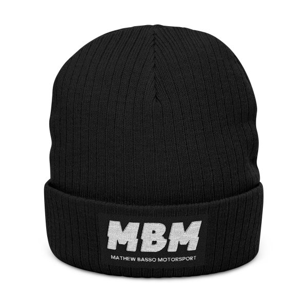 MBM Patch Logo Beanie, Ribbed Knit Embroidered Cuff Hat