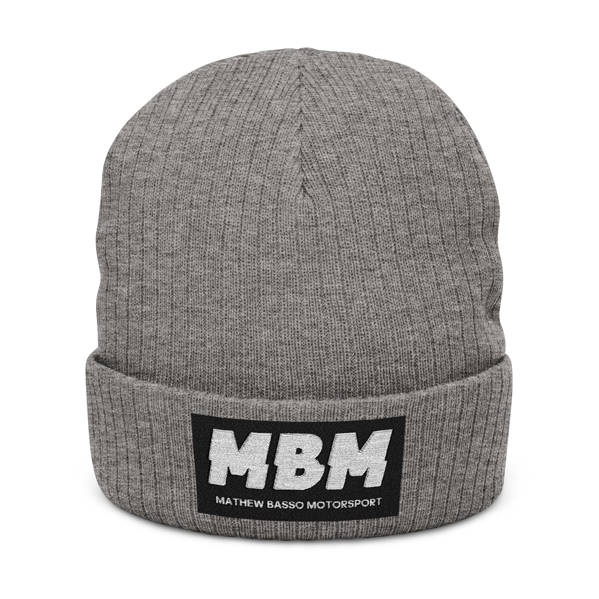 MBM Patch Logo Beanie, Ribbed Knit Embroidered Cuff Hat - Image 5