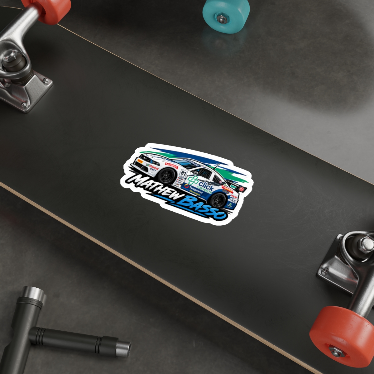 Race Car Illustration Die-Cut Sticker | Mathew Basso Racing Decal - Image 12