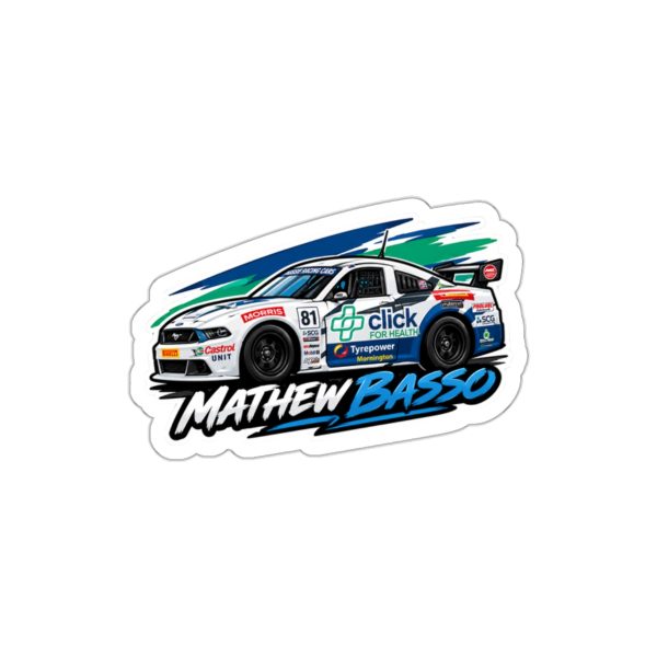 Race Car Illustration Die-Cut Sticker | Mathew Basso Racing Decal