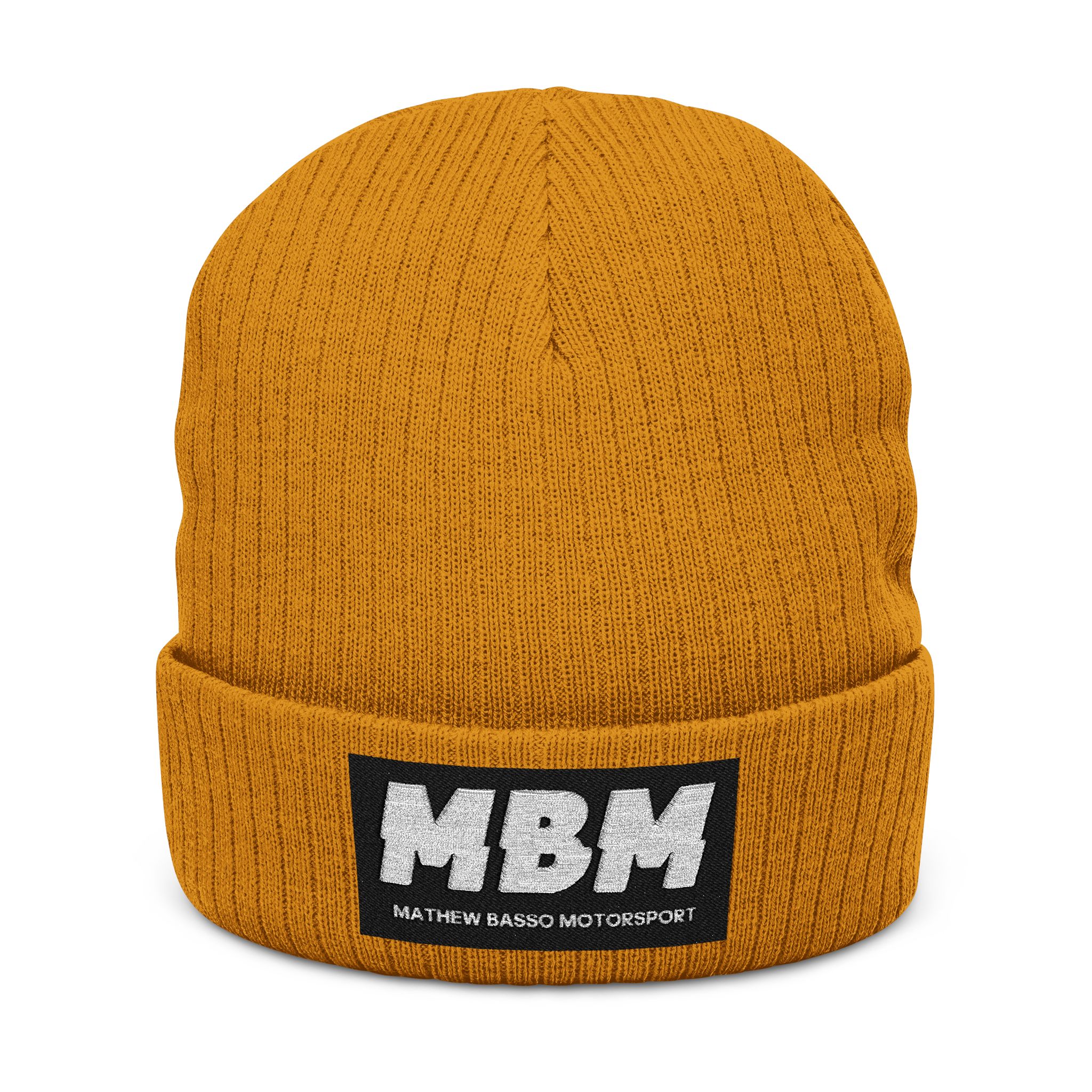 MBM Patch Logo Beanie, Ribbed Knit Embroidered Cuff Hat - Image 7