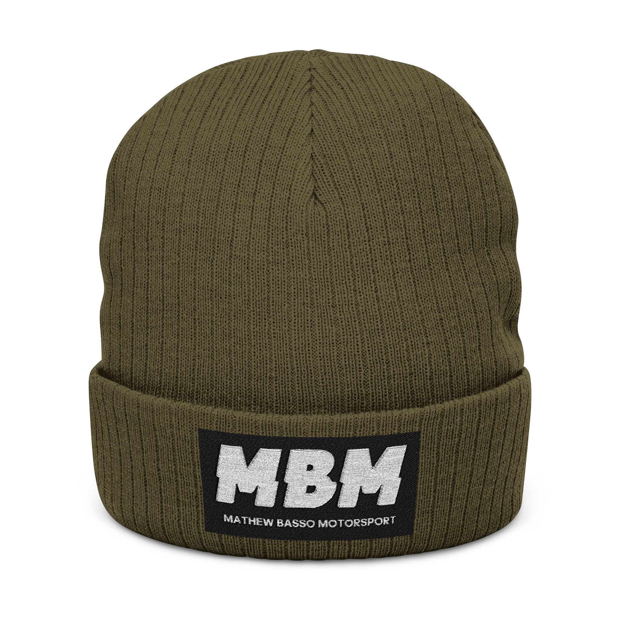 MBM Patch Logo Beanie, Ribbed Knit Embroidered Cuff Hat - Image 11