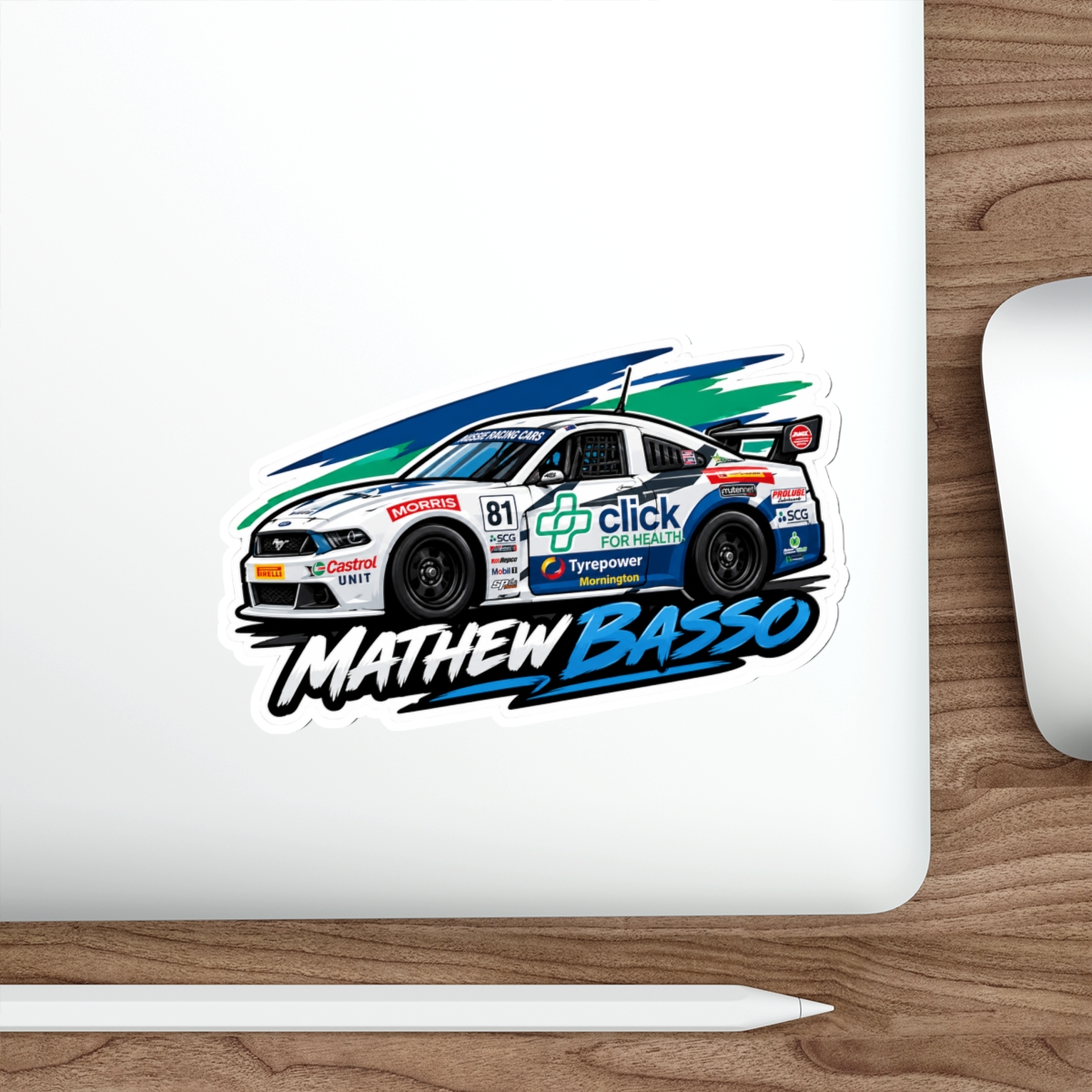 Race Car Illustration Die-Cut Sticker | Mathew Basso Racing Decal - Image 14