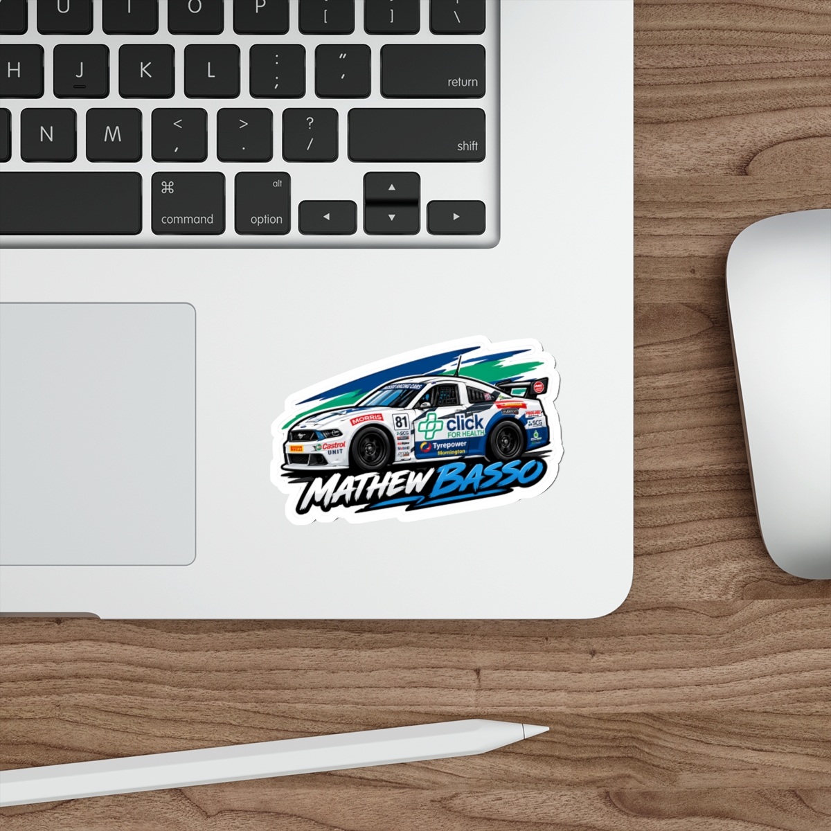 Race Car Illustration Die-Cut Sticker | Mathew Basso Racing Decal - Image 8