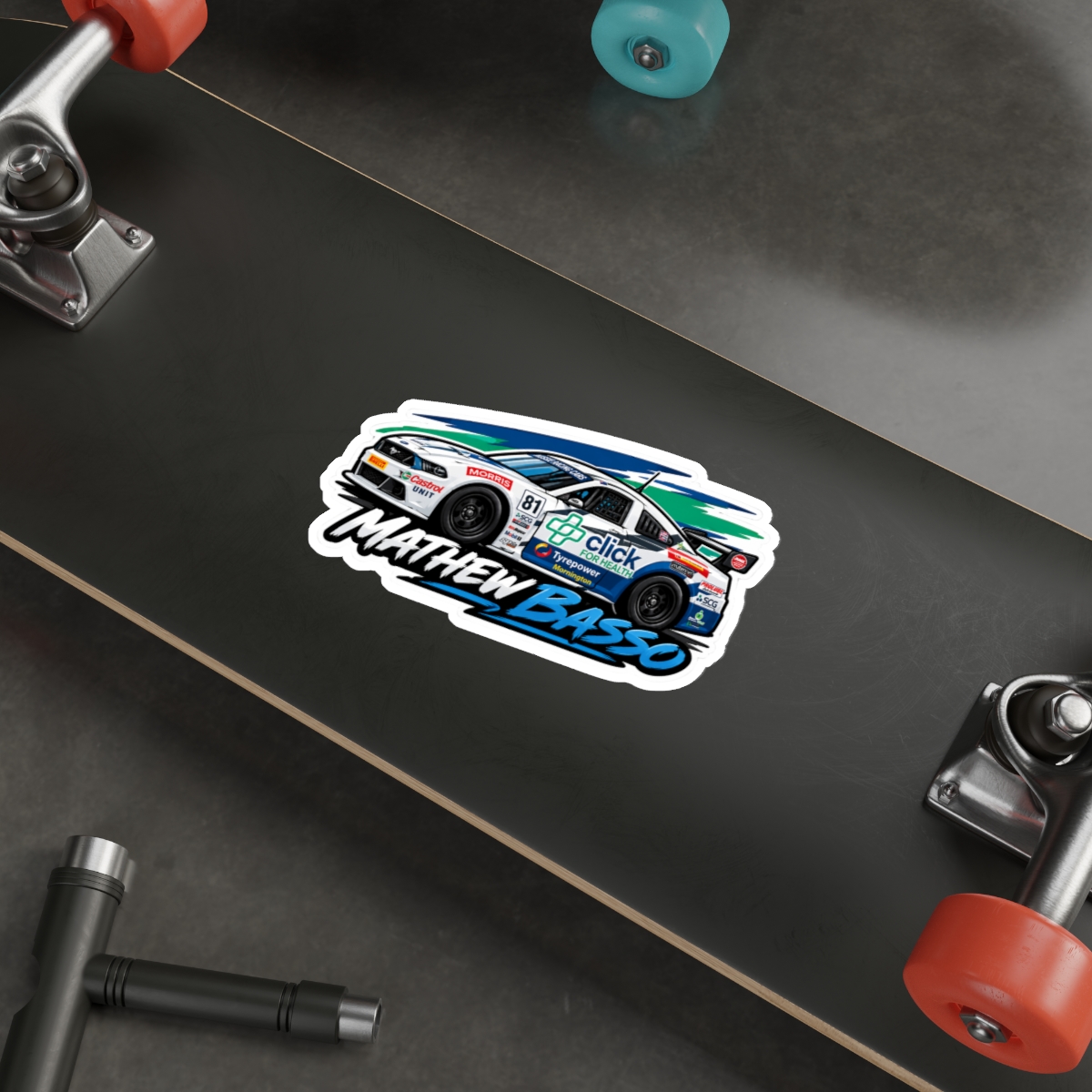 Race Car Illustration Die-Cut Sticker | Mathew Basso Racing Decal - Image 15